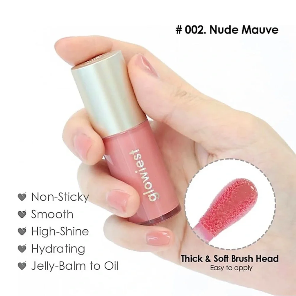 Glowiest Dream Glow Tinted Lip Oil 3-in-1 Formula in 002 Nude Mauve, 5.7 g